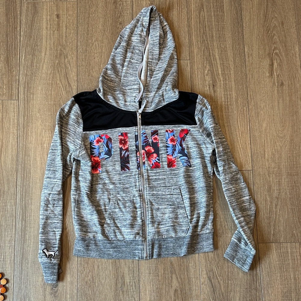 Victoria's Secret Pink Gray and Black Zip-Up